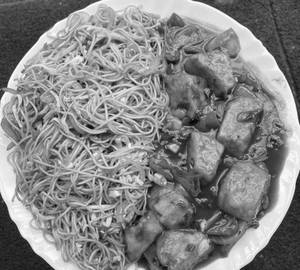Veg hakka noodles and chilli paneer