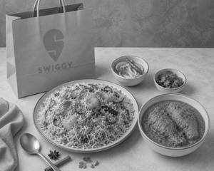 Aloo Biryani With Chicken Chaap