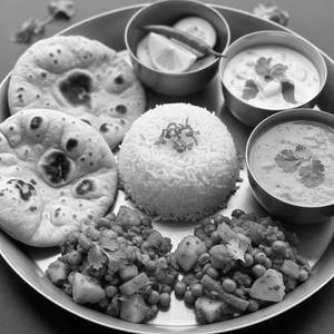 Roti + sabji + rice + dal