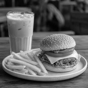 French Fries [100 grams]+Cold Coffee [200 ml]+Veg. Cheese Burger