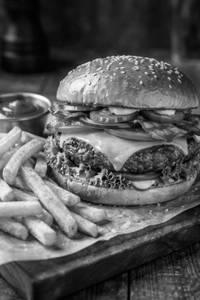 Chicken Cheese Burger With Fries