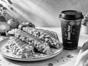Cheese Corn Masala Sandwich  +  Masala Drink
