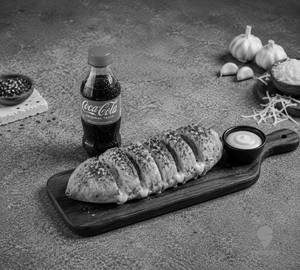 1 Stuff Garlic Bread with Chesse Dip and Coke Soft Beverage [250 ml]