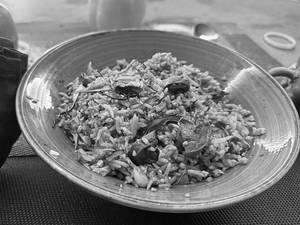 Burnt Garlic Spinch Mushroom Rice
