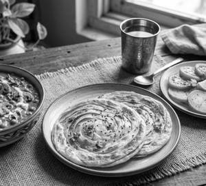 Chicken Aalu Curry & 2 Lachha Paratha With Salad