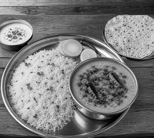 Jeera Rice  With Dal Tadka And  Papad