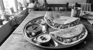 Paneer Dosa And Masala Dosa With Sambhar And Coconut Chutney