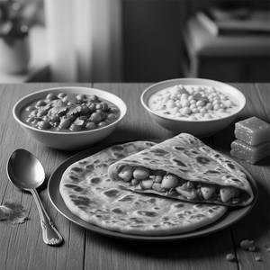 Alu Paratha+chole+boondi Raita+sweet