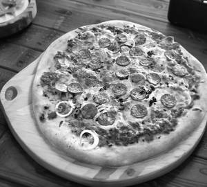 Chicken sausage pizza