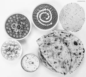 Chur Chur Naan & Dal Makhni / Chhole, Bundi Raita, Chhash, Papad