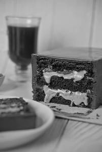 Whipped Salted Caramel Chocolate Cake Slice