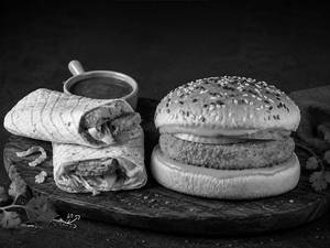 Aloo Tikki Burger + Cheese Masala Wrap