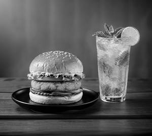 Aloo Tikki Burger + Mint Mojito
