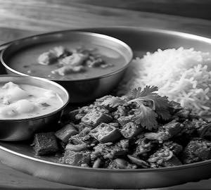 Dal Chawal With Bhindi Bujia