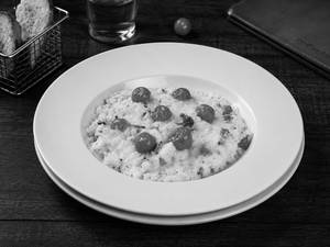 Baked Cheese Risotto with Vegetables and Cherry Tomato