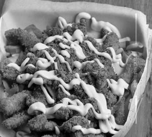 Crispy chicken loaded fries