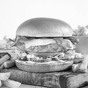 Deluxe Big Grilled Chicken Burger with pork bacon