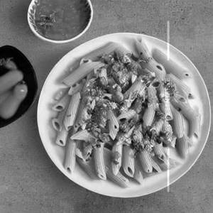 Egg chicken red pasta