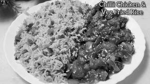 Veg Chilli Garlic Rice With Chilli Chicken