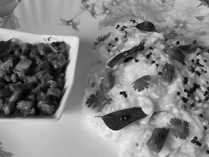 Curd Rice With Chilli Mushroom