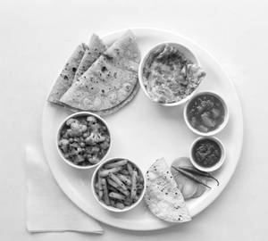 Egg Omelette/Bhujiya & Roti [ Thali]