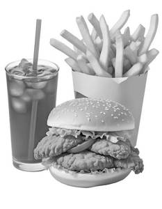 Chicken burger with small french fries and cooldrink