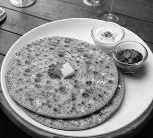 2 Paneer Paratha With Curd Butter And Chutney