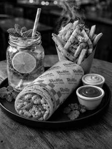 Egg roll plus small fries plus any mojito