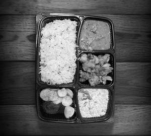 Alu Matar + Dal Fry + Raita + 4 Roti + Rice+ Salad+ Pickle