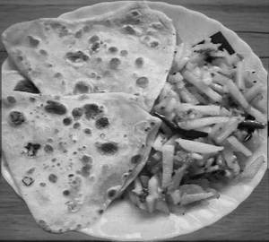 Aaloo Bhujia Sabji-> 3 Amul Butter TAWA PARATHA And Mango Pickle