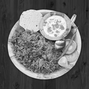 Tawa Pulao with Bundi raita 
