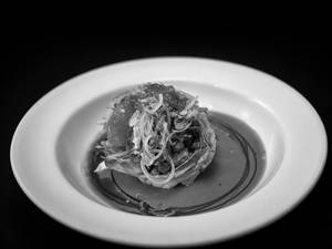 Slow braised baby jackfruit filo