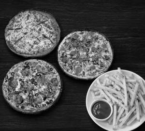 Buy 3 Small Chicken Pizzas, Get 1 French Fries Free