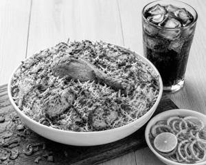 Chicken Biryani [Half] with 1 Coke [250 ml] and 1 Onion Salad
