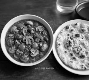 Mushroom Masala + Tandoori Roti (1 piece)