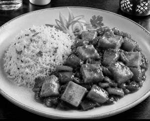 Jeera rice with paneer chilli