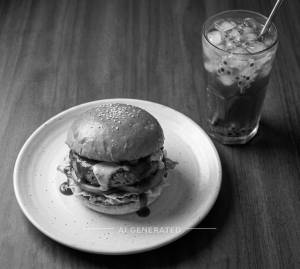 Classic Burger + Passion Fruit Iced Tea