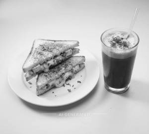 Veg paneer cheese sandwich + Cold coffe