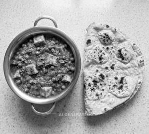 Matar Paneer + Tandoori Roti (1 Piece)   