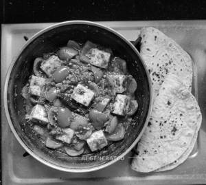 Kadhai Paneer + Plain Roti (2 pieces)