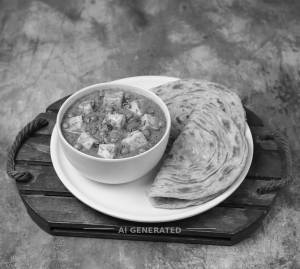 Matar Paneer + Lachha Paratha (2 pieces)