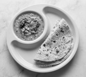 Dal Tadka + Plain Tawa Roti (2 Pieces)