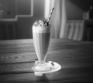 Cold coffee with vanilla ice cream