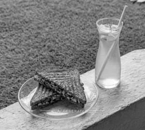 Veg Grilled Sandwich + Green Apple Mocktail