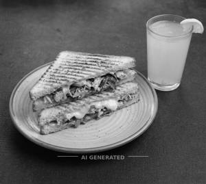 Chicken Cheese Grilled Sandwich + Fresh Lemon Juice
