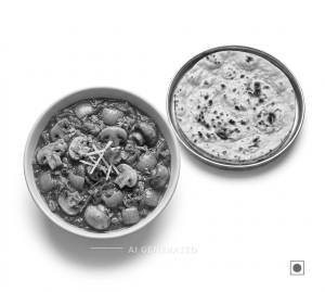 Mushroom do pyaza + Tandoori roti plain (1 piece)