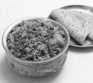 Mix Curry Chawal + Plain Roti (2 pieces)
