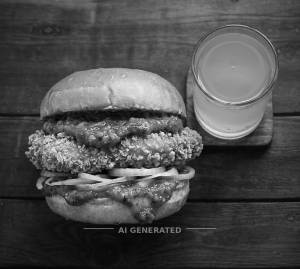 Crispy Chicken burger + Campa orange flavoured 200Ml
