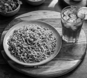 Butter Fried Veg Maggi + Iced Tea