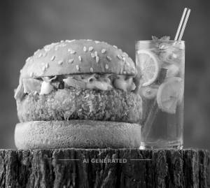 Sweet Corn Burger + Lemon Ice Tea